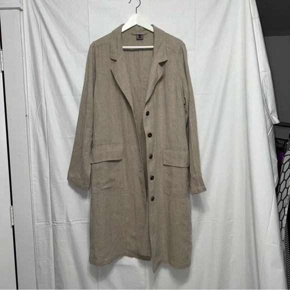 Homefrock button linen walking coat dry women’s size medium - Picture 6 of 10
